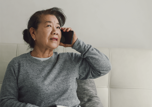 Elderly woman on the phone